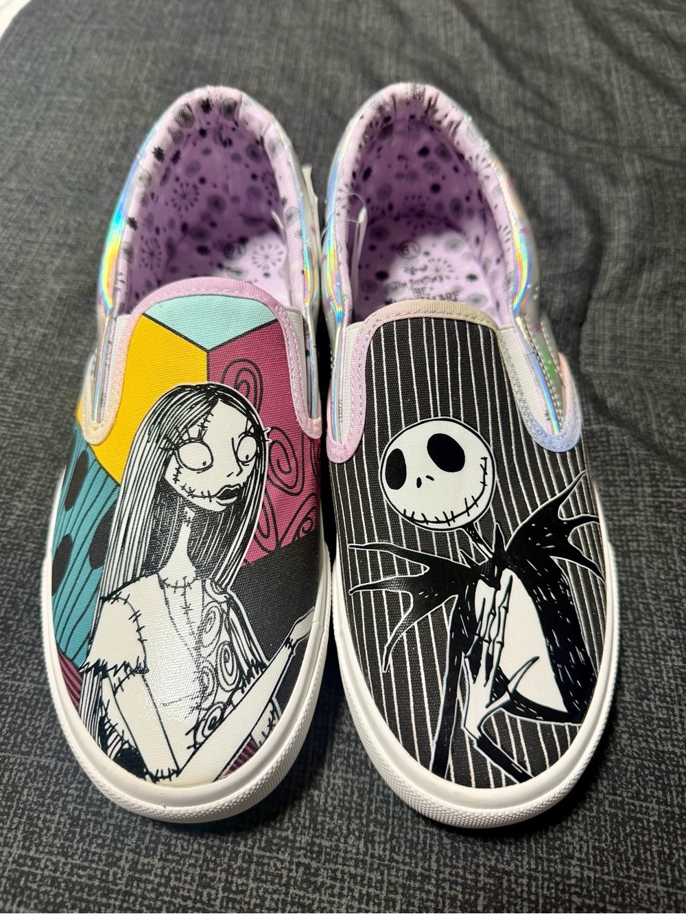 Disney Kids Slip-On Sneakers in Purple, Black & Multicolor